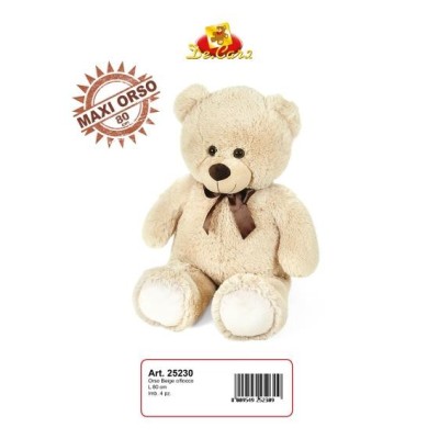 Peluche Maxi Orso Beige con Fiocco cm 80 Tenero Orsetto di Peluche