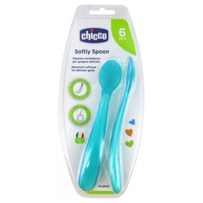 Chicco Cucchiaio Morbido in Silicone +6m Boy 2pz
