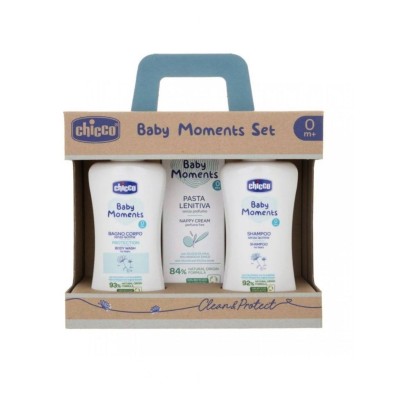 Chicco Baby Moments set 2 bagno corpo, shampoo, pasta lenitiva