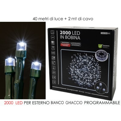 2000 Luci Led Bianco Ghiaccio Per Esterno Con Bobbina