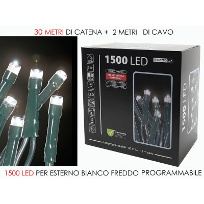 1500 Luci Led Bianco Ghiaccio Per Esterno