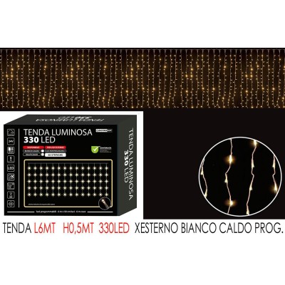 Tenda 330 Led Luce Bianco Caldo Mis. 6 Mt H 50 Cm Programmabile