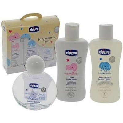 Chicco Baby Moments Bagno corpo e capelli, crema corpo e Acqua di colonia