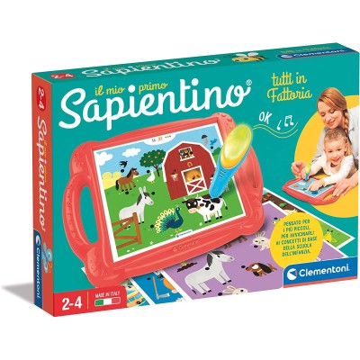 Clementoni - 16378 - Sapientino - Il mio primo sapientino fattoria - banchetto con 24 schede attività, sapientino penna interat