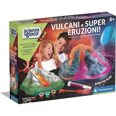 Clementoni Lab-Vulcani e Super Kit esperimenti Scienza, eruzione vulcanica didattica Fluorescente