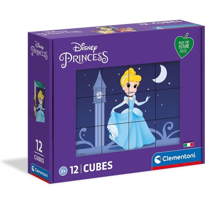 Clementoni Disney Princess, 3 anni-cubi da 12 pezzi-