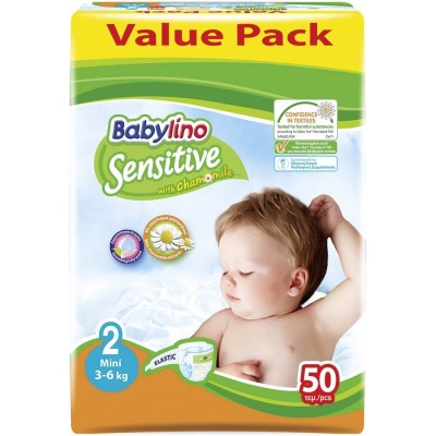 Pannolini Economy Sensitive Tg.2 3-6 Kg, 50 Pz - Babylino 8262T