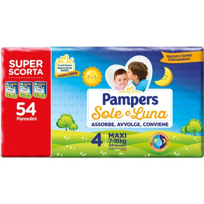 Pampers Pannolini Sole&Luna Maxi SCORTA TRIPACK - Taglia 4 - 7/18 KG