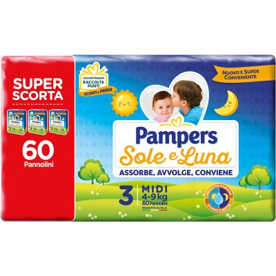 Pampers Pannolini Sole&Luna Midi SCORTA - Taglia 3 - 4/9 KG
