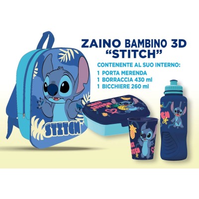 Zainetto 3D 30cm Con Accessori STITCH  