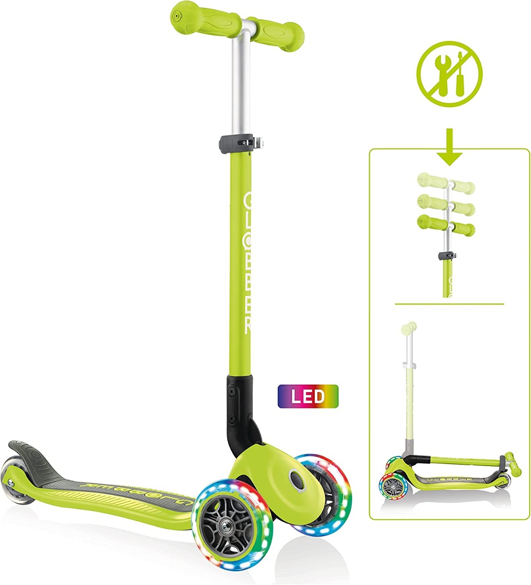 Globber Monopattino Unisex Junior col. Lime Con Luci