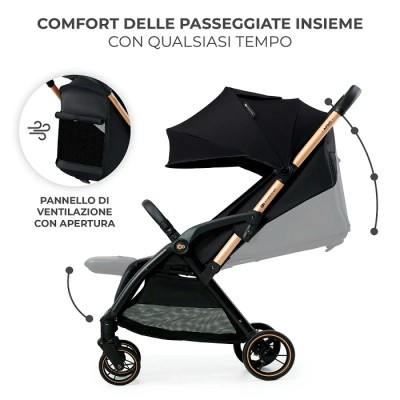 Kinderkraft Passeggino Apino Nero  Si chiude da solo: grazie al sistema AUTO FOLDING basta una mossa per chiudere il passeggino 