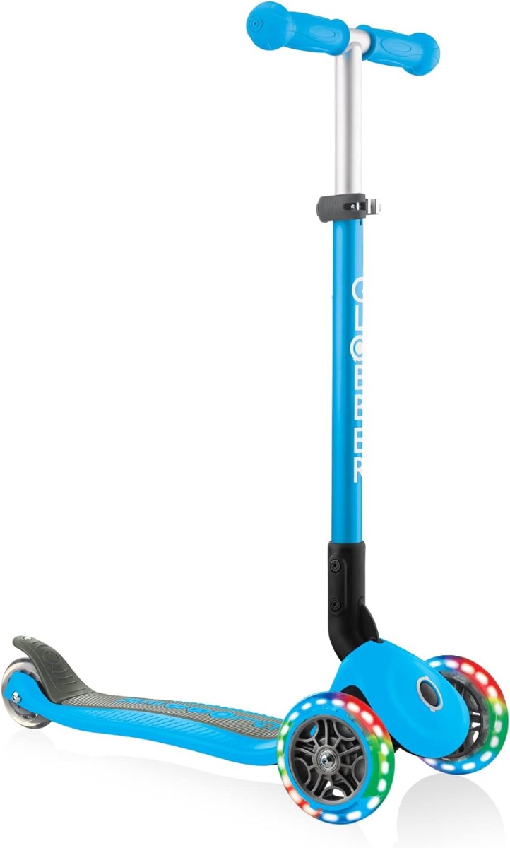 Globber Monopattino 3 Ruote con Luci Colore Azzurro IDD432101