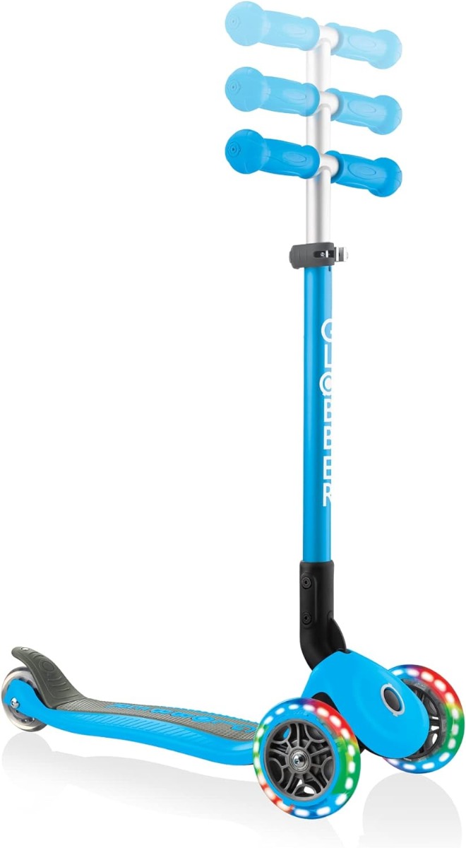 Globber Monopattino 3 Ruote con Luci Colore Azzurro IDD432101