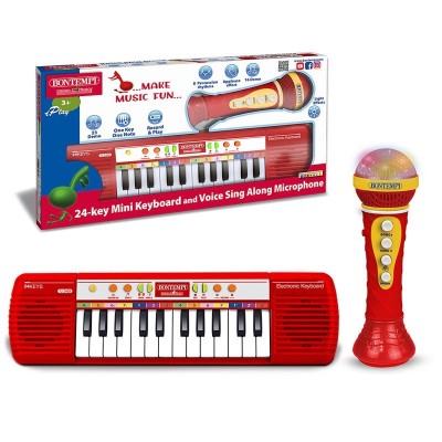 Bontempi Tastiera 24 Tasti con Microfono Karaoke Rossa 602120