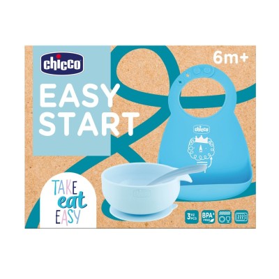 Chicco Set Pappa Silicone +6 Mesi Azzurro 10238200