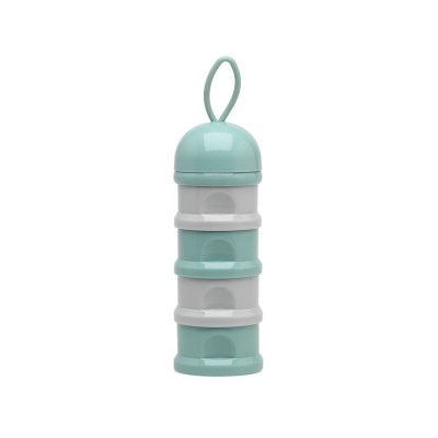 Kiokids Dosalatte Impilabile Verde Salvia  Composto da 4 scomparti da 85ml, ciascuno avvitabile all'altro  Il coperchio ha una m