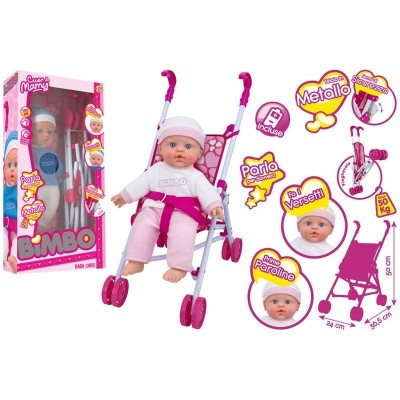 Bimbo Bambola 41cm Con Passeggino - Globo 42481