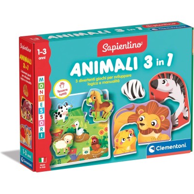Clementoni Sapientino Baby Montessori Animali 3 in 1 16460