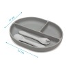 Kiokids Piatto Porzionato con Posate - Silicone Grigio