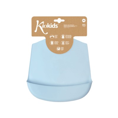 Kiokids Bavaglino in silicone Tinta Unita Azzurro