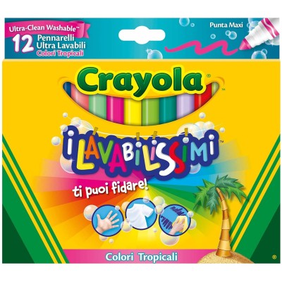 I Lavabilissimi 12 Pennarelli Colori Tropicali - Crayola 588335