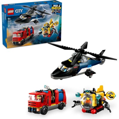 LEGO City 3in1 Elicottero, Autopompa e Sottomarino - 60462
