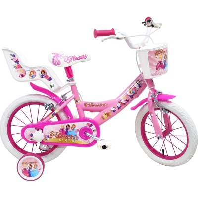 Flowers - Bici Bambina, Rosa, Fuxia, misura 14" - Denver 17131