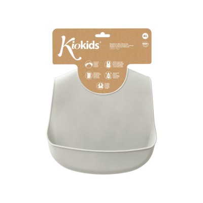 Kiokids Bavaglino in silicone Tinta Unita Grigio