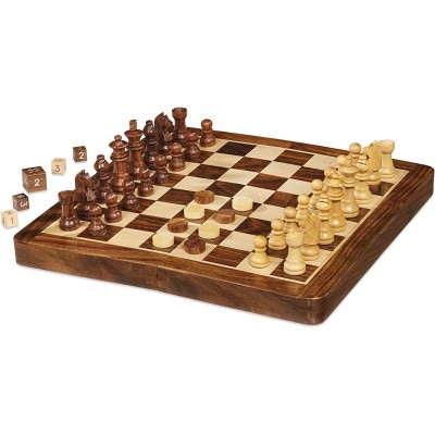 Scacchi Dama Backgammon Legno Pieghevole