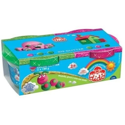 Fila Didò - Pasta Modellabile Colori Glitter 2X100GR (Magenta-Verde) - 396702