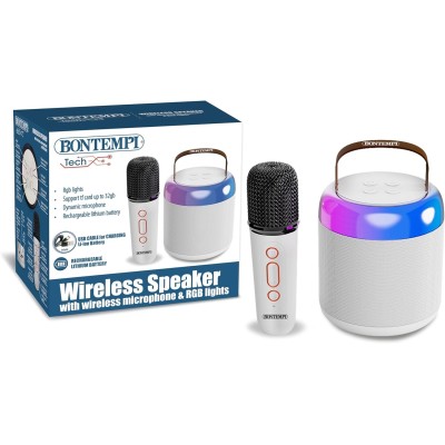 Cassa Acustica Wireless Con Microfono Senza Filo E Luci RGB