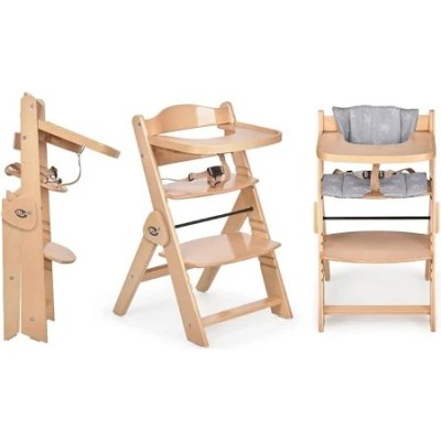 Seggiolone Evolutivo Pieghevole MS Full Plus Legno-Grigio - Versatile e Sicuro