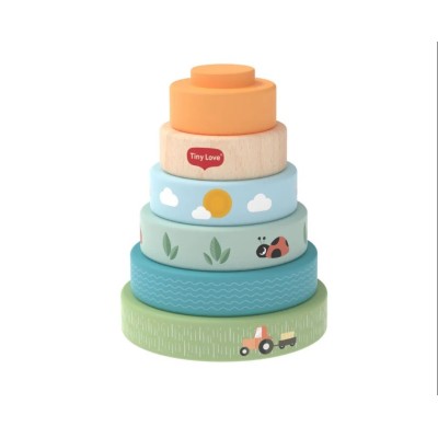 Torre Impilabile Tiny Love Farmers Funday - Giocattolo Educativo in Legno