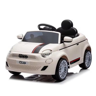 Fiat 500e 12V con Sedile in Pelle Bianca - Auto Elettrica per Bambini