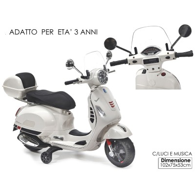 Moto Elettrica Vespa 12V Bianca per Bambini