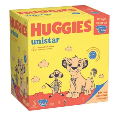 Pannolini Huggies Unistar Mega 5 - Confezione da 126 Pezzi