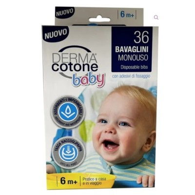 Bavaglini Monouso DermaCotone con Tasca Raccoglipappa - Confezione da 36 Pezzi