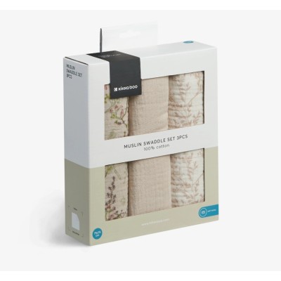 Set di 3 Muslin Swaddle 75x75 cm Secret Garden Beige
