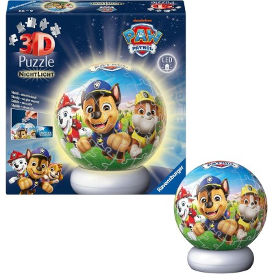 Ravensburger Palla Puzzle 3D 72 pezzi - Lampada Notturna Paw Patrol
