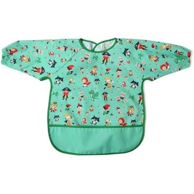 Bavaglino Impermeabile Kiokids con Tasca Raccogli Briciole Verde