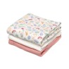 Set di 3 Mussole Rosa e Bianche con Stampa a Fiorellini 70x70 cm