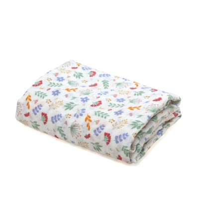 Kiokids Mussola con Stampa a Fiorellini 120x120 cm - Comfort e Stile per il Tuo Bambino