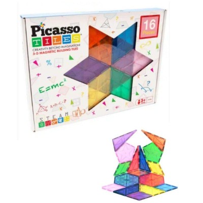 Costruzioni Magnetiche Geometriche 16 Pezzi - Gioco Educativo per Bambini