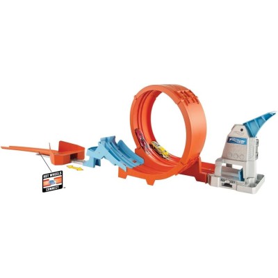 Hot Wheels Pista Acrobazie nel Loop con Lanciatore Doppio e Macchinina, GTV13
