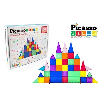 Set di Costruzioni Magnetiche PicassoTiles con Finestre e Porte (61 Pezzi)