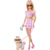 Barbie Cuccioli a Passeggio Quadretti Azzurri