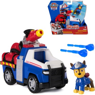 Paw Patrol Fire Rescue – Veicolo Antincendio di Chase con Personaggio e Lanciamissili, Età 3+