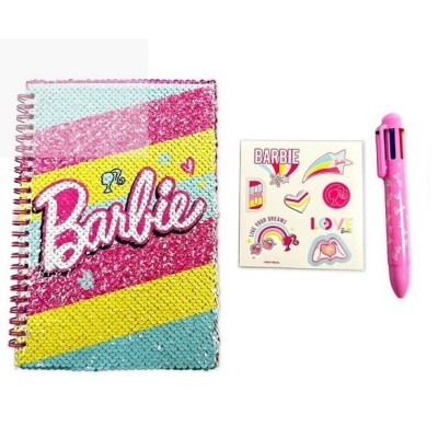 Ods Barbie My Notebook: Quaderno con Paillettes Reversibili e Penna Multicolor