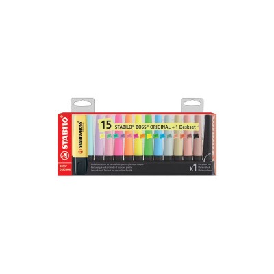 Set Desk di Evidenziatori STABILO BOSS® ORIGINAL con 15 Colori Assortiti